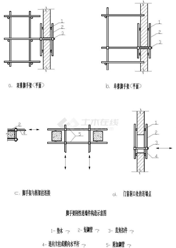脚手架刚性连墙件构造CAD设计示意图-图二