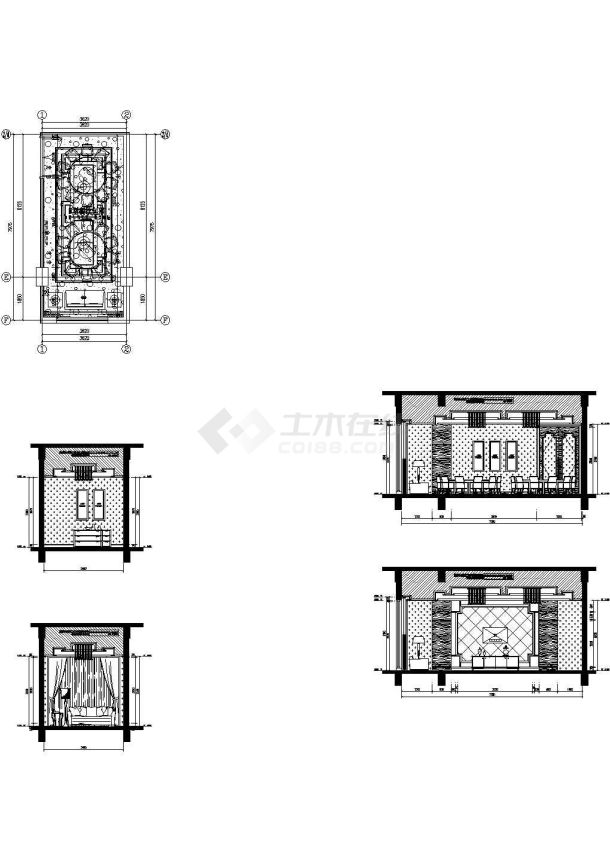 现代中式酒楼包间装修设计cad图-图二