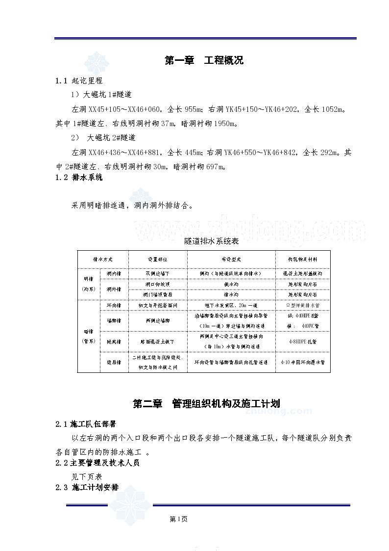 隧道工程防排水施工文案