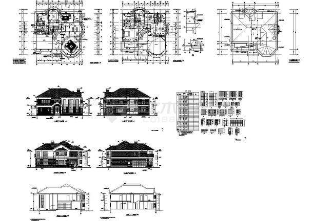 长17.8米 宽17.8米 2层钢结构别墅建筑施工图【平立剖 门窗大样[表]】-图一