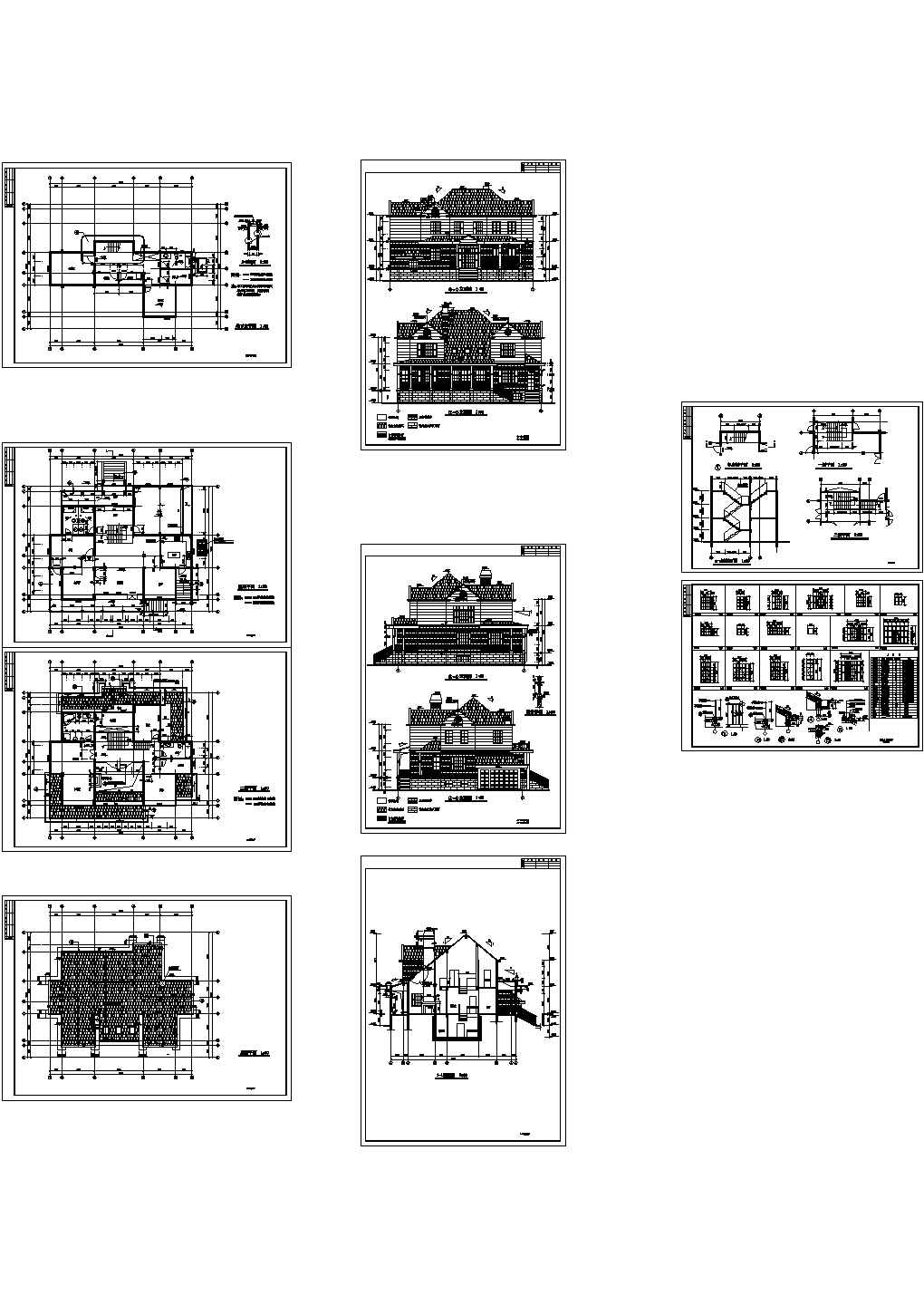 长17.5米 宽15.4米 地下1地上2层别墅建筑施工图【平立剖 节点楼梯门窗大样】