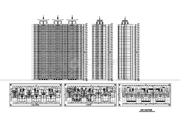 某高档大型高层住宅建筑完整设计施工平立面CAD图-图一
