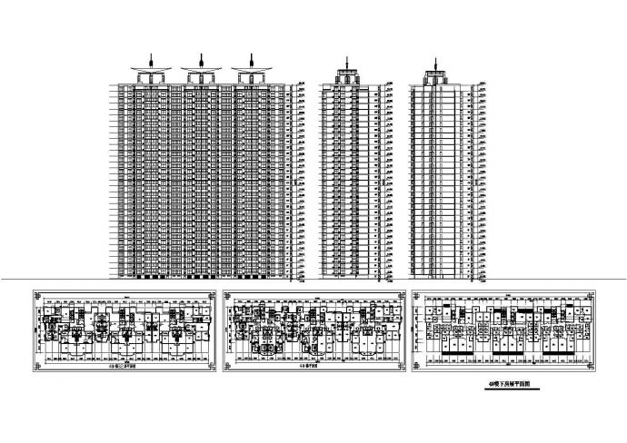 某高档大型高层住宅建筑完整设计施工平立面CAD图_图1
