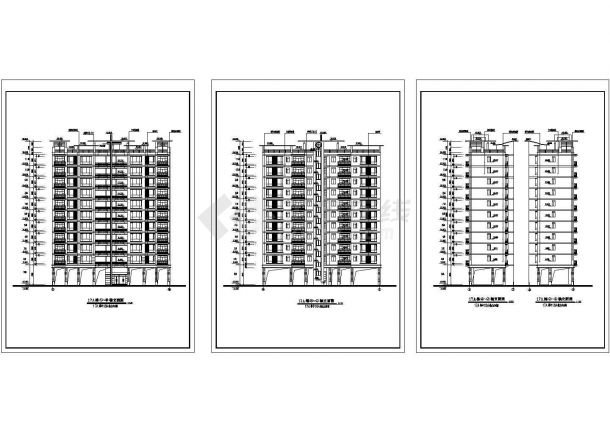 十一层小区住宅全套建筑施工cad图，共八张-图二