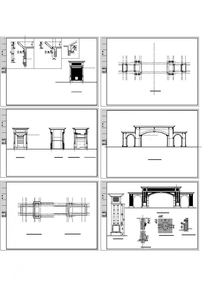 某地区高档现代小区大门建筑设计施工CAD图纸_图1