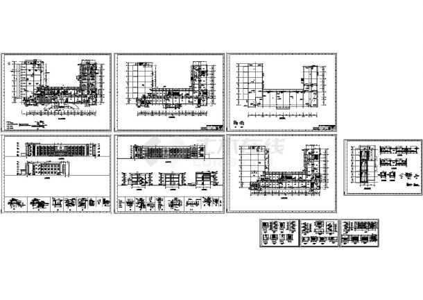 3层凹形化工公司环氧丙烷办公综合楼建筑设计施工cad图纸，共十张-图一