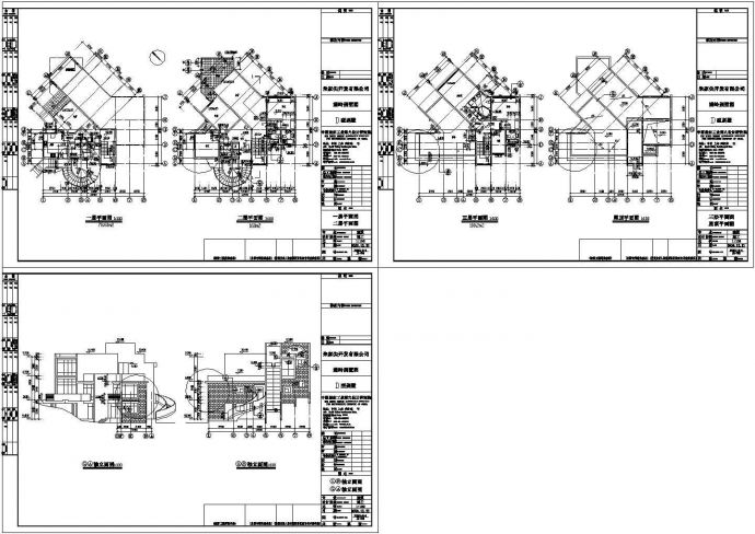 某三层剪力墙结构现代风格别墅建筑设计cad全套方案图（标注详细）_图1