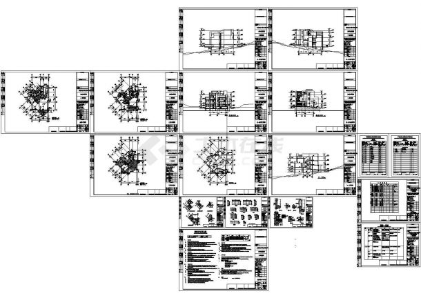 某三层混合结构现代风格别墅建筑设计cad全套施工图（含设计说明）-图一