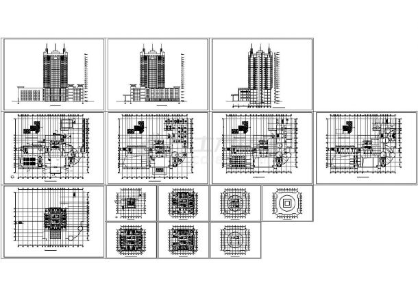 某高层框架结构五星级酒店设计cad全套建筑方案图纸（标注详细，15张图）-图一