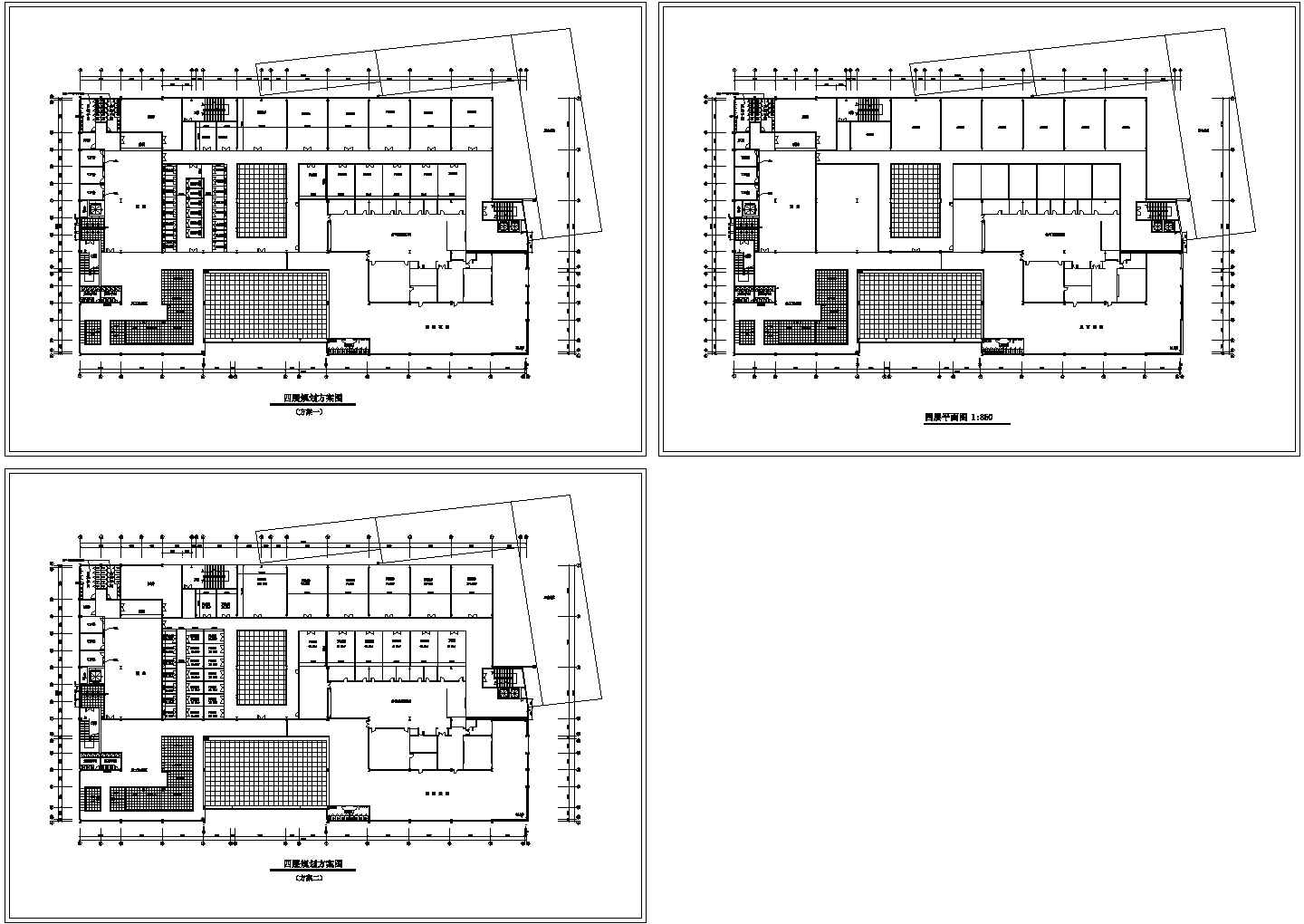 杭州某地新型商场全套装修施工设计cad图纸（含四层平面图）