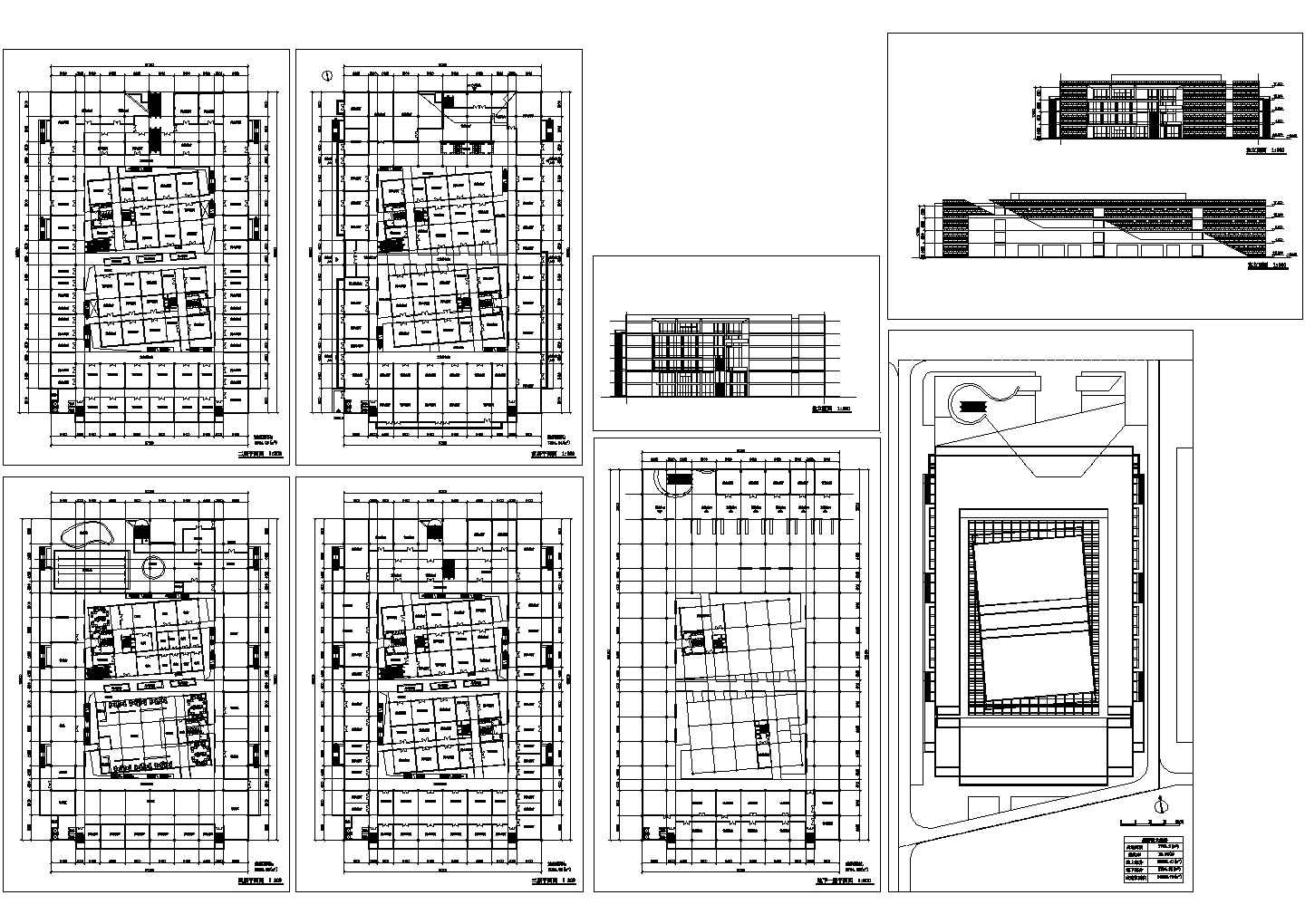 杭州某地新型商城附近店铺全套建筑施工设计cad图纸