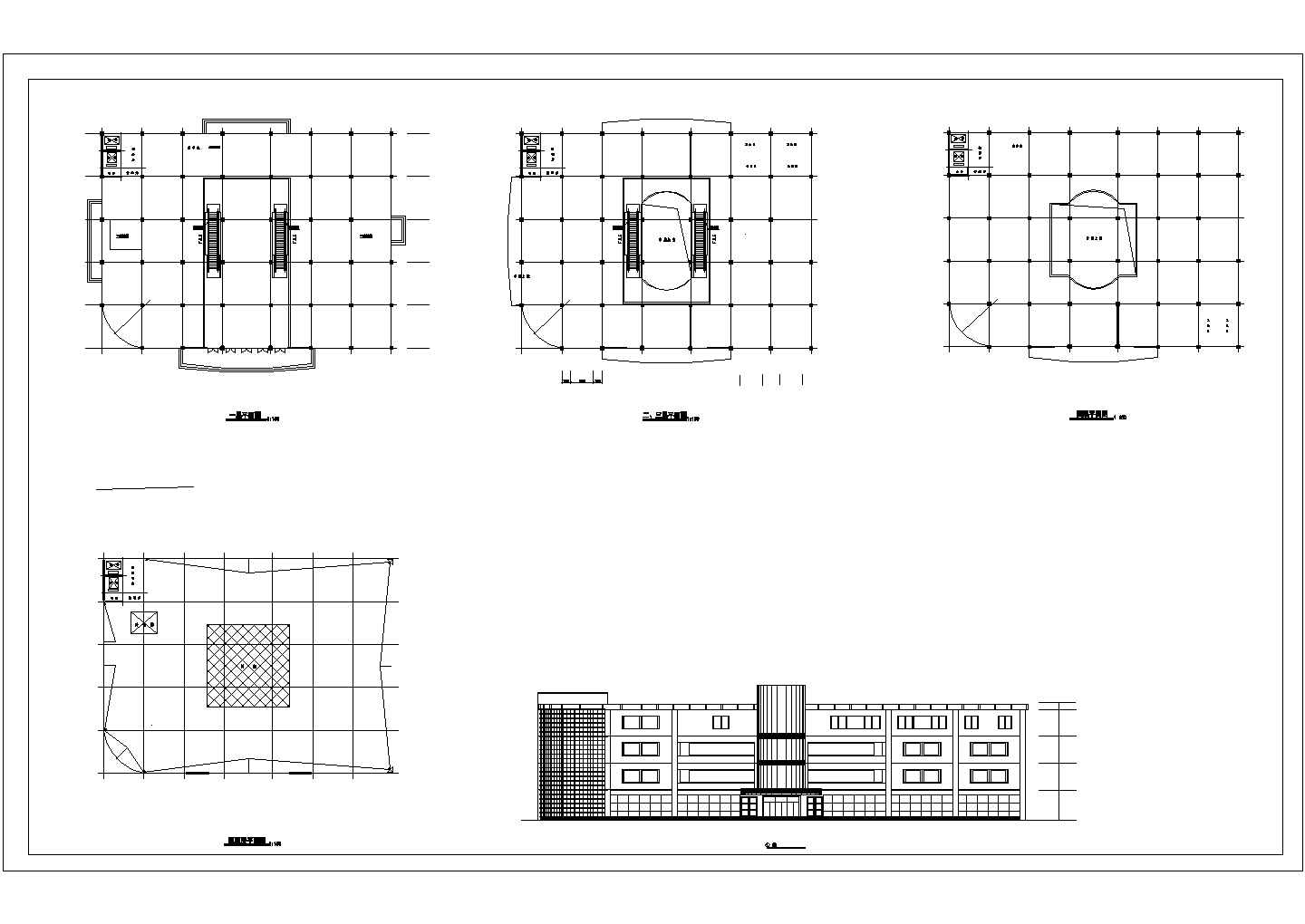 某地大学附近商场餐厅全套建筑施工设计cad图纸（含屋顶层平面图）