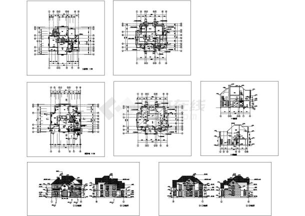 二层现代风格别墅建筑施工cad图，共七张-图二