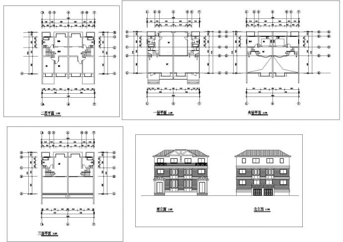 某三层带夹层砖混结构花园型联体别墅设计cad建筑方案图（甲级院设计）_图1