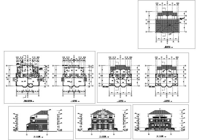 某三层带地下层框架结构花园联体别墅设计cad建筑方案图（甲级院设计）_图1