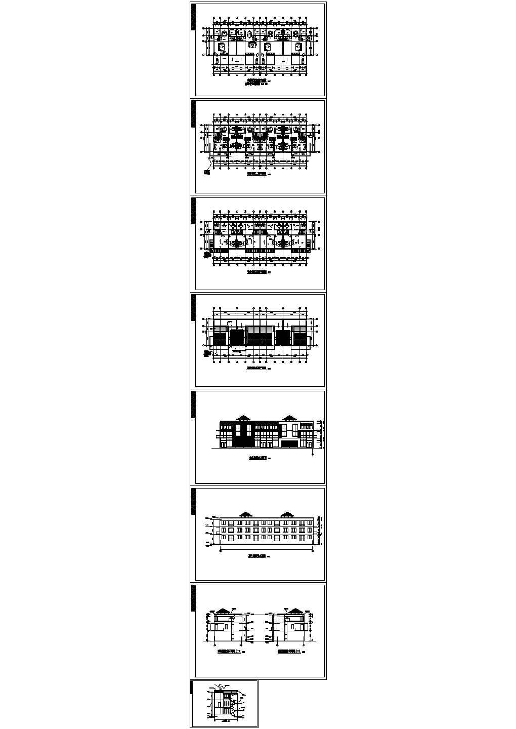 某三层砖混结构私人联体别墅设计cad全套建筑施工图（甲级院设计）