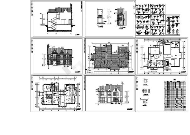 某二层带地下室砖混结构私人花园型别墅设计cad全套建筑施工图（标注详细）-图二