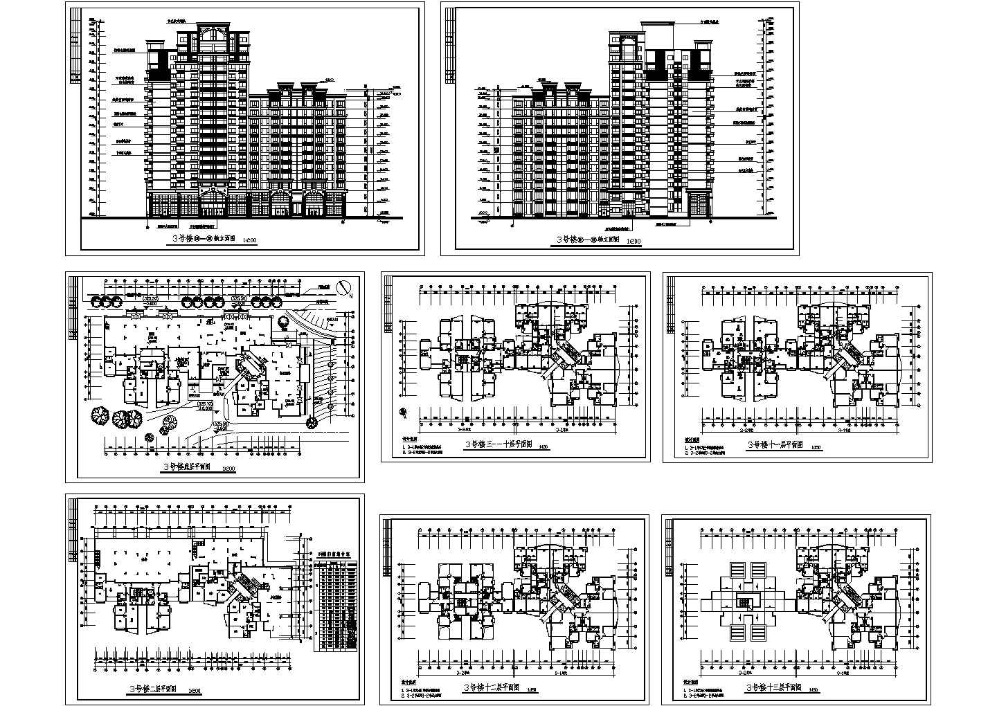 某地区经典风格高档高层住宅全套设计方案施工CAD图纸