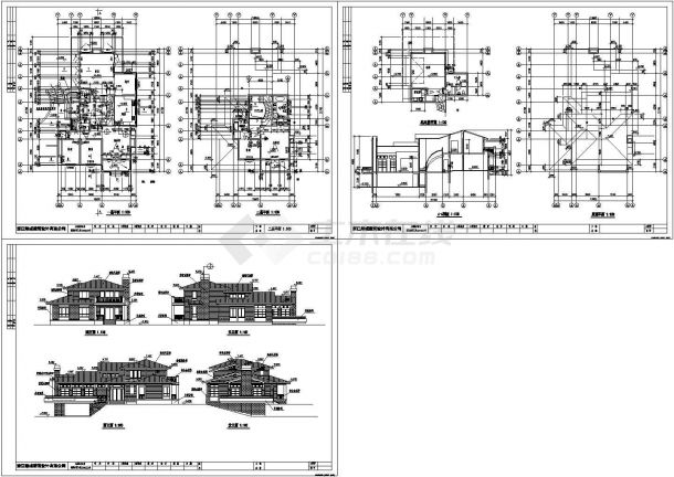 某二层带车库层框架结构独立式山地别墅设计cad全套建筑施工图纸（甲级院设计）-图一