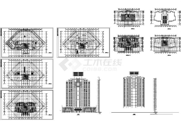 某地区经典风格高层住宅楼建筑设计方案施工CAD图纸-图一