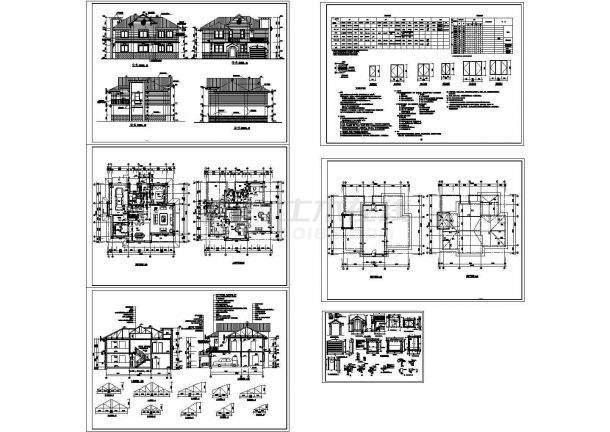 某二层带阁楼层砖混结构现代风格新农村住宅别墅设计cad建筑方案图（含设计说明）-图一