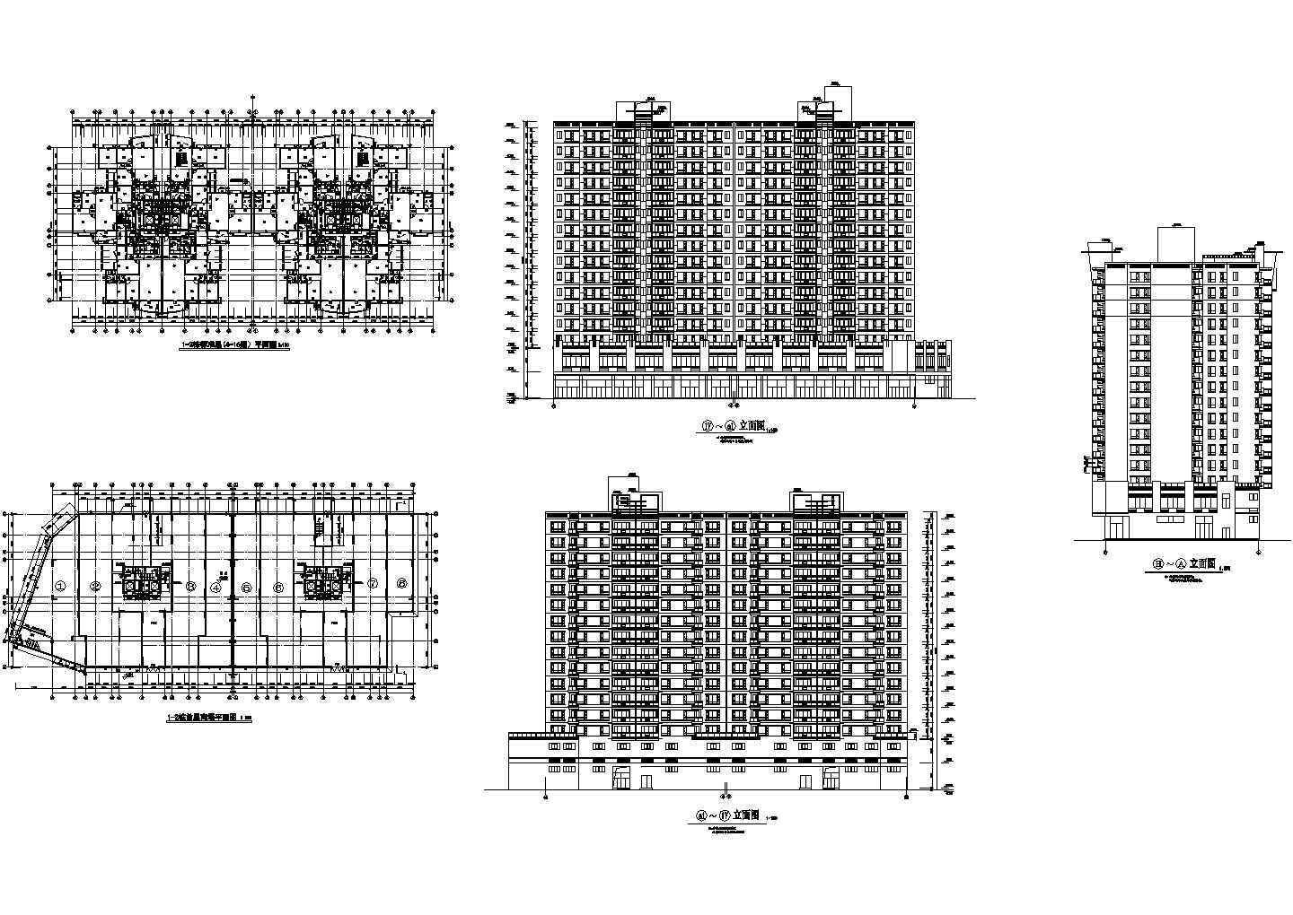 某现代大型商住花园（多幢住宅楼）建筑设计cad全套施工图纸（含总平面图）