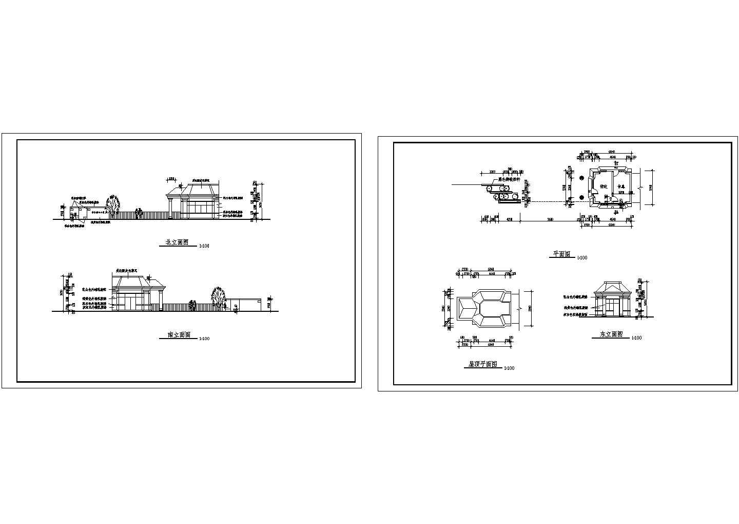 厂房设计_杭州某厂房区大门与传达室全套建筑cad平面施工图