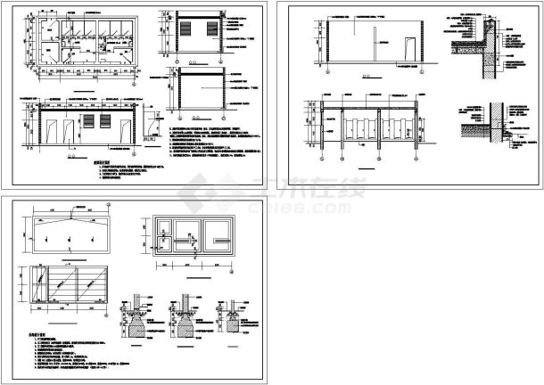 某地景区公共厕所全套详细建筑cad施工cad图-图一