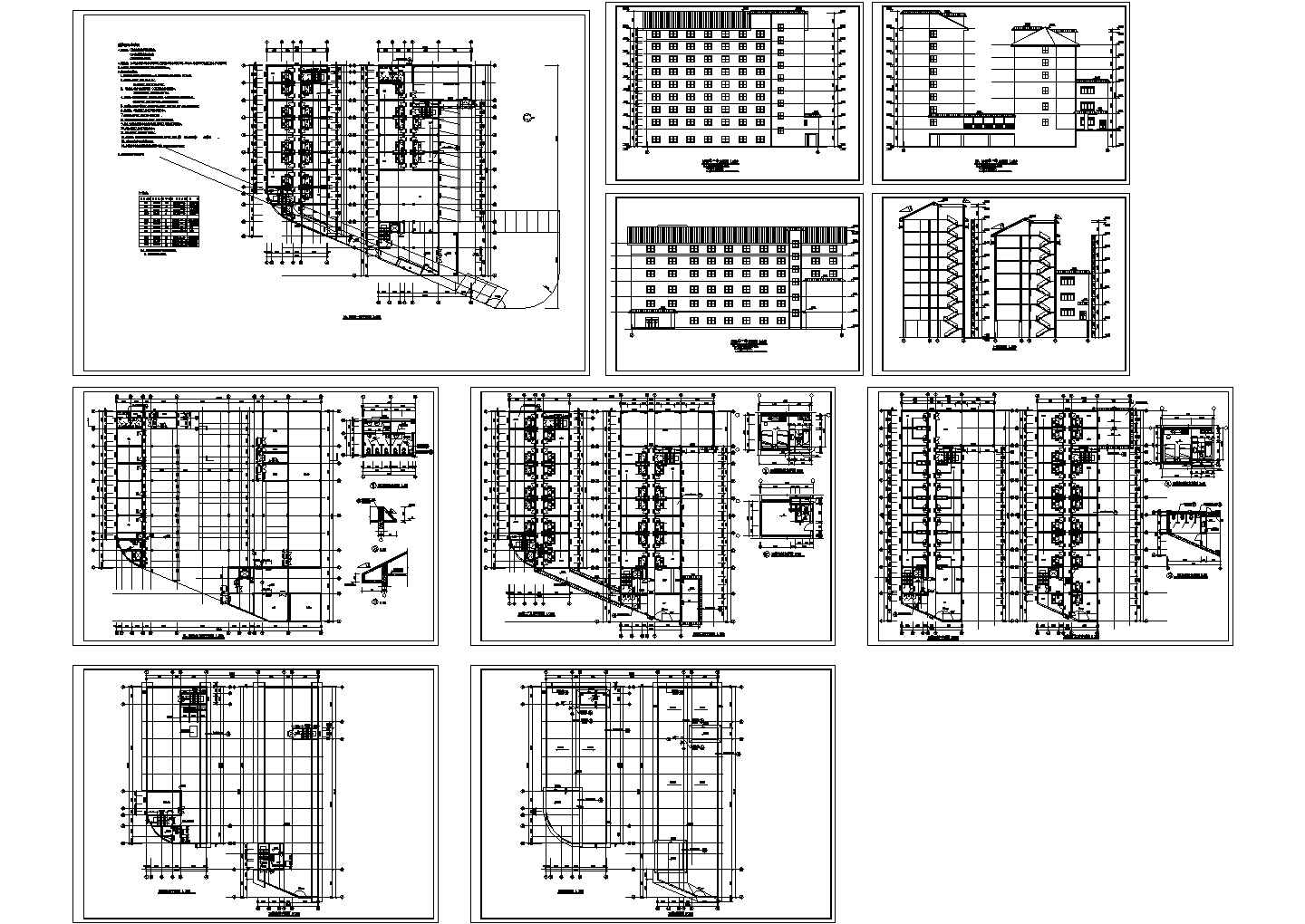 资源郎东大酒店包间全套建筑施工设计cad图（含夹层平面图）