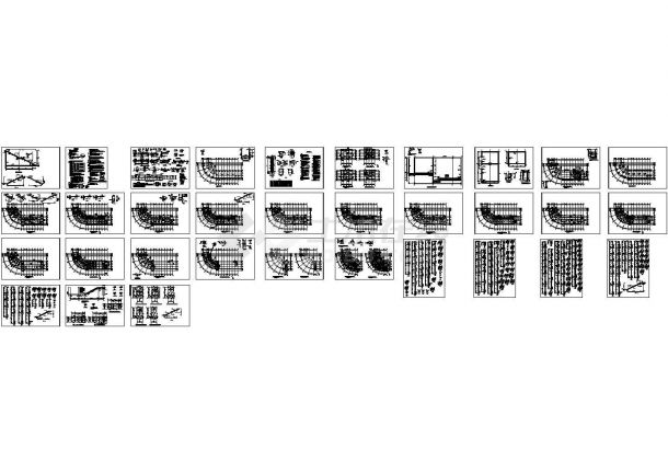 扇形框架人工挖孔桩基结构施工图(带水池)，含结构施工总说明-图一