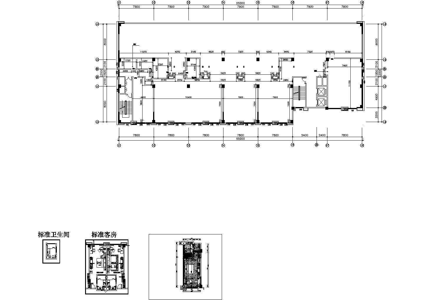 5星高档酒店标准大床房室内设计CAD施工图(含效果图)