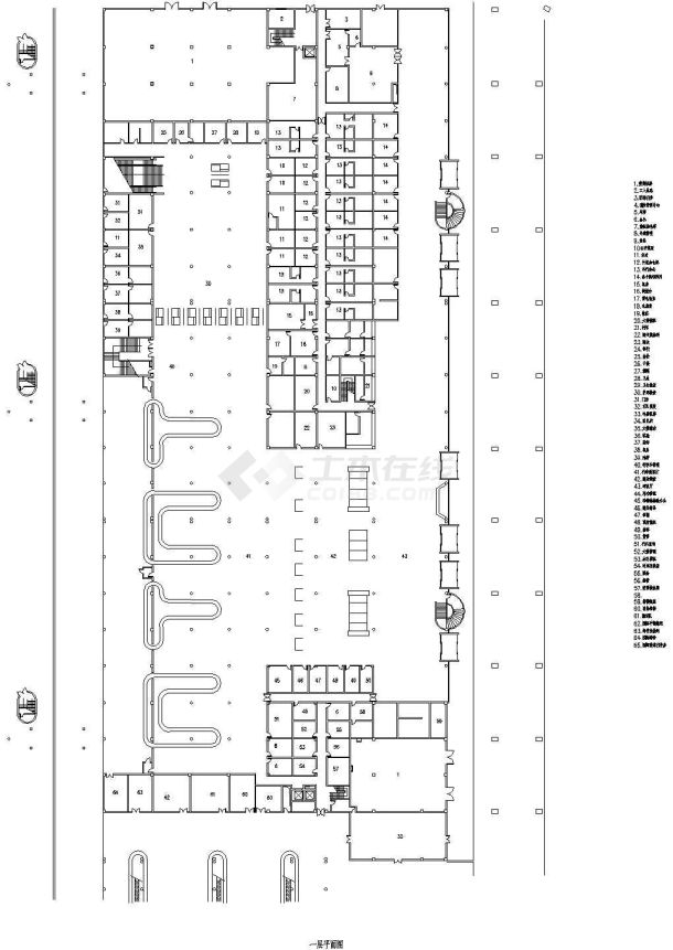 上海三层虹桥国际机场国际候机楼建筑施工cad图(带效果图)-图一