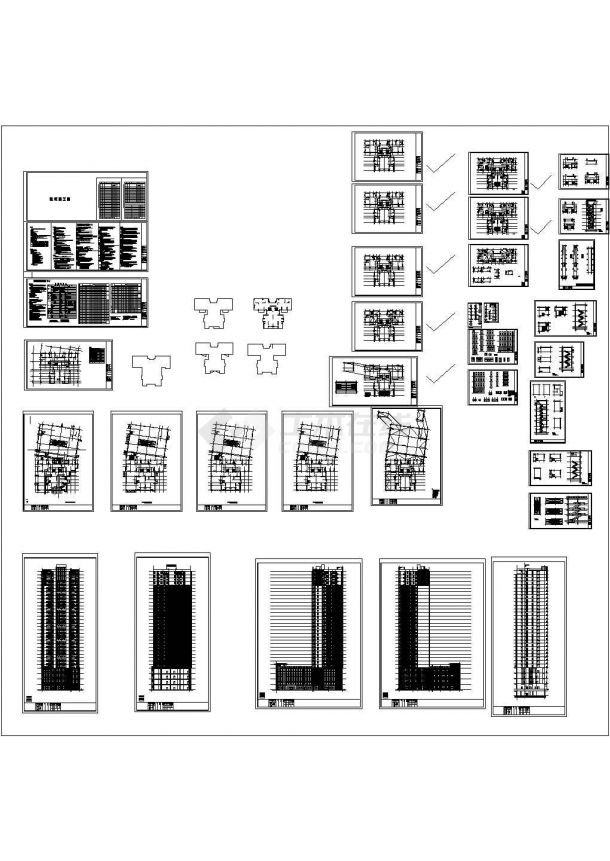 32层105平167平品字形高层住宅楼建筑施工图全套-图一