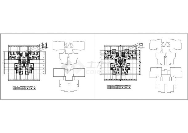 某地区一梯四户住一梯三户宅楼建筑平面方案设计施工CAD图纸-图一
