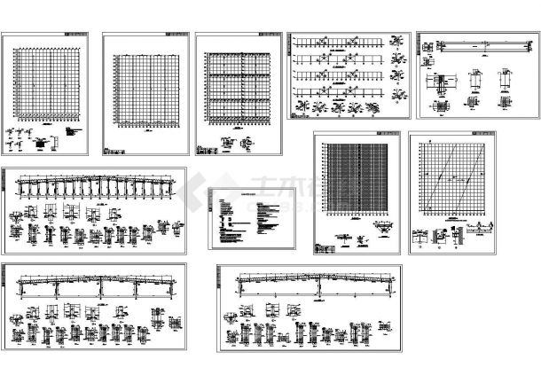 厂房设计_某大跨度多跨轻钢结构厂房设计cad全套结构施工图（含设计说明）-图二
