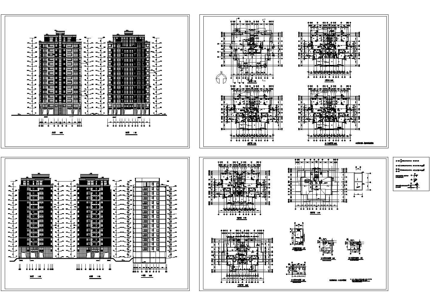 某地区高档紫桂苑小区民房住宅楼建筑设计施工CAD图纸