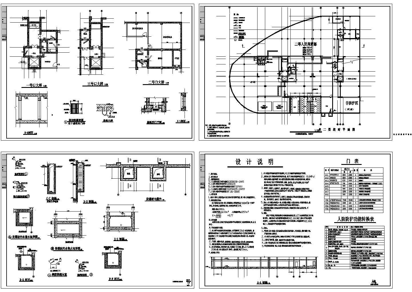 某地区完整地下室人防建筑设计施工方案CAD图纸