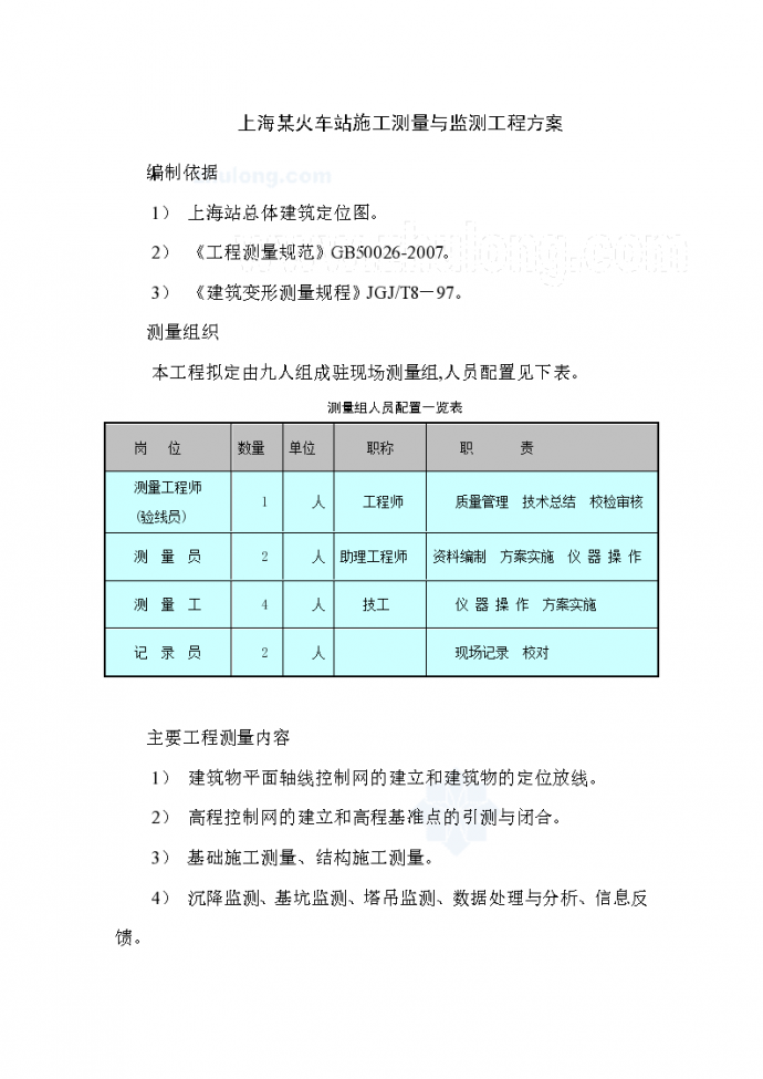 上海某火车站施工测量与监测工程方案_图1
