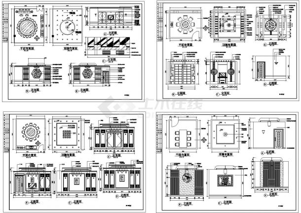 某中式风格餐包装修设计cad施工图-图一