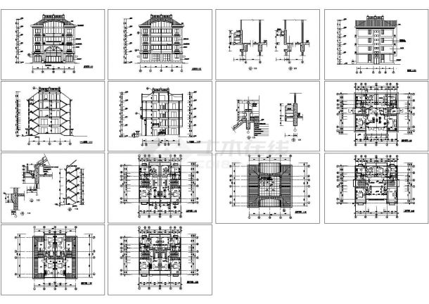 某地区经典五层独立住宅建筑设计方案施工CAD图纸-图一
