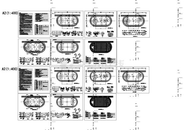 200米300米环形跑道足球篮球场建筑设计CAD施工图-图一