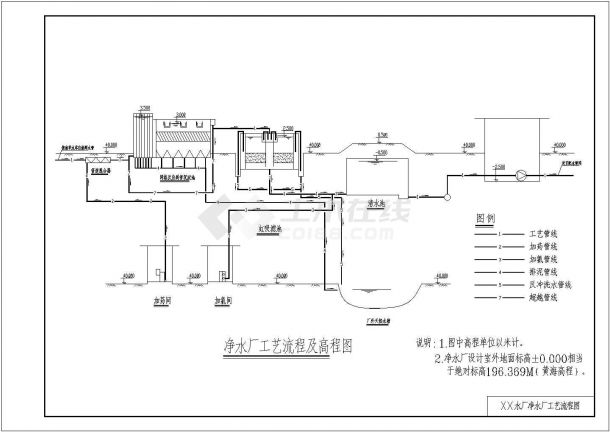 某污水处理水厂扩建工程设计cad全套工艺施工图纸（甲级院设计）-图二