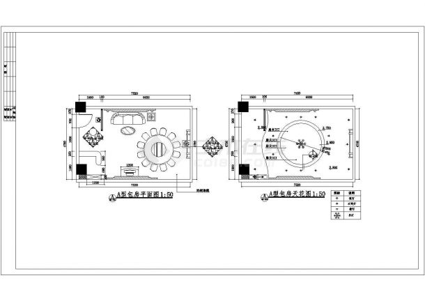三星级酒店餐厅包房装修设计cad施工图-图二