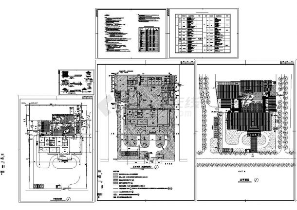 太湖山庄别墅区（总建筑面积5000㎡）景观规划设计cad施工总平面图（含设计说明，含门卫设计）-图一