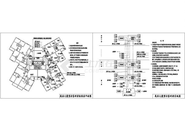 高层访客对讲系统CAD布置图-图一