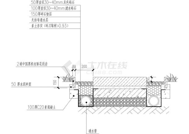 卵石边沟道路卵石收水沟排水沟截水沟做法施工图详图