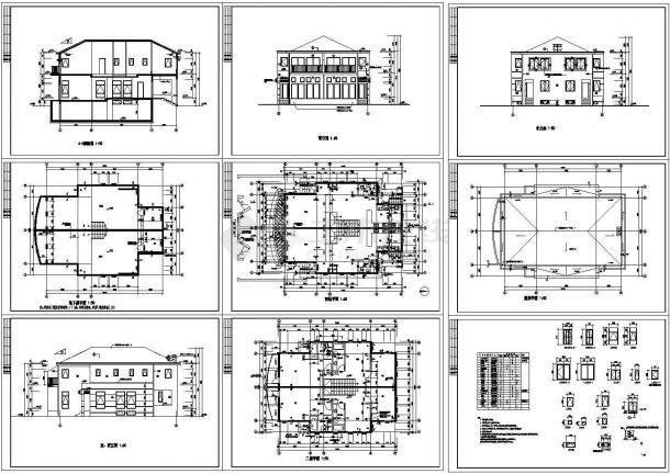 某二层带地下层联体别墅设计cad全套建筑施工图（标注详细）-图一