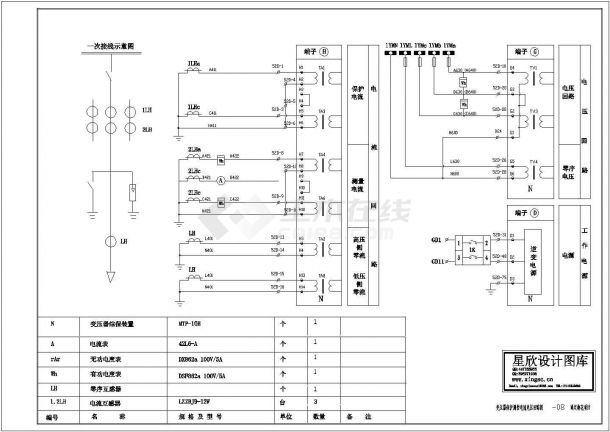 变压器保护电流电压回路设计CAD图纸-图一