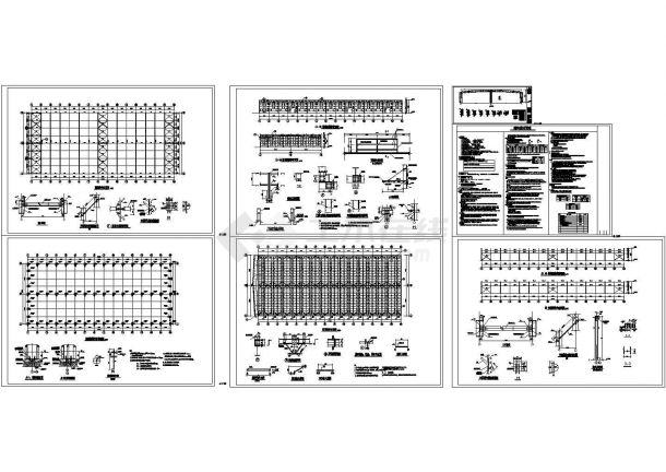 某大型钢结构原料库房整套cad结构设计施工图（含设计说明）-图二