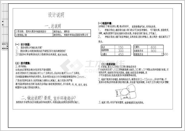 某酒店室外环境景观设计施工图纸-图一